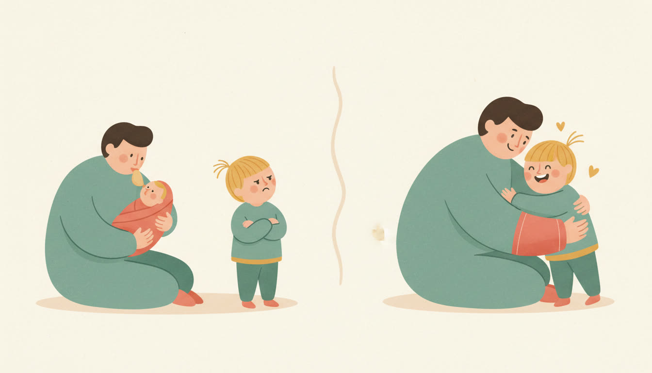 Sibling jealousy after a new baby: the dethroned-king manual — why it hurts, what heals, what to say