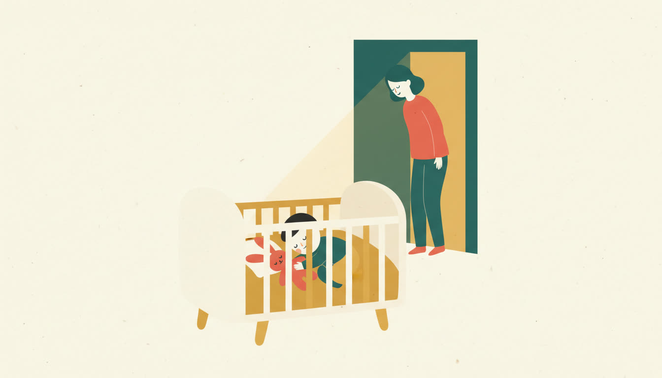 Enseñar a dormir solo: las asociaciones de sueño, la escalera suave de cinco peldaños — y la charla honesta sobre el «déjalo llorar»
